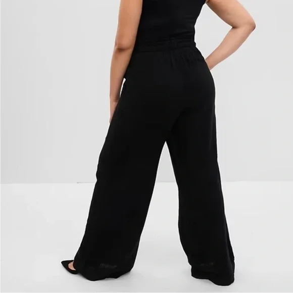 NWT! GAP Black Wide-Leg Gauzy Crinkle Pants Lightweight - Large Reg & XL TALL🩷 - Picture 4 of 8